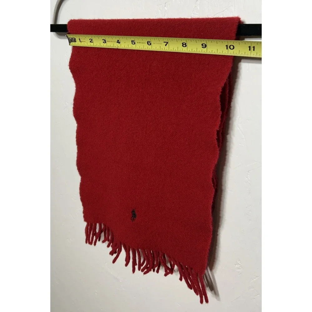 Ralph Lauren Polo Red‎ 100% Lambswool Fringe Scarf